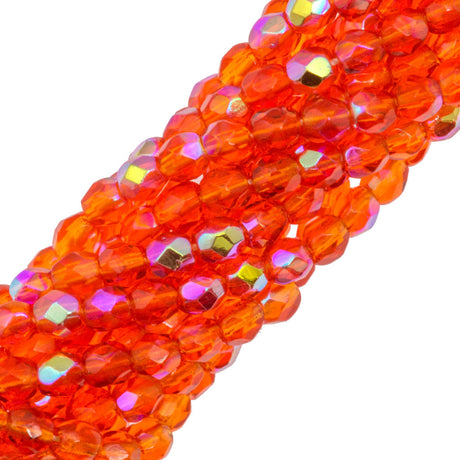 100 Czech Fire Polished 3mm Round Bead Hyacinth AB (90040X)