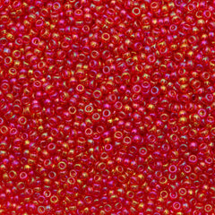 Miyuki Round Seed Bead 11/0 Transparent Red AB 22g Tube (254D)