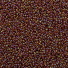 Miyuki Round Seed Bead 15/0 Matte Transparent Dark Amber AB 2-inch Tube (134FR)