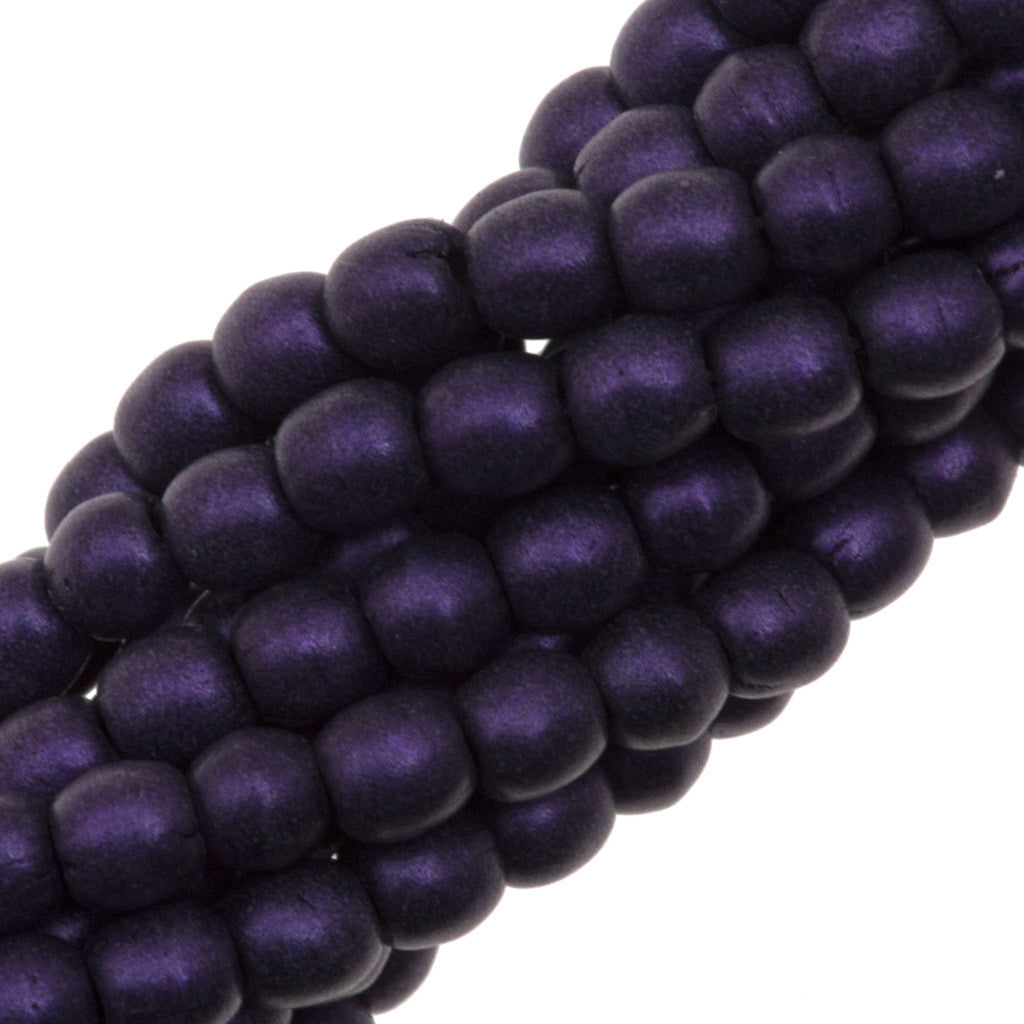 200 Czech 3mm Pressed Glass Round Beads Metallic Suede Purple (79021)