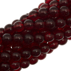 100 Czech 6mm Pressed Glass Round Beads Ruby (90100)