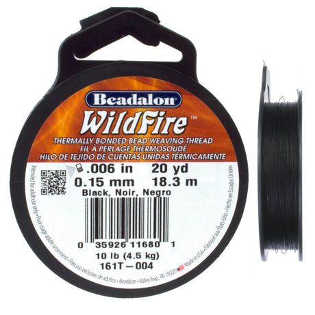 Beadalon WildFire Black Beading Thread 20 yard Spool