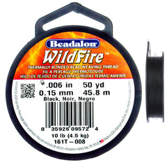 Beadalon WildFire Black Beading Thread 50 yard Spool