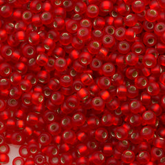 Miyuki Round Seed Bead 6/0 Matte Silver Lined Red 20g Tube (10F)