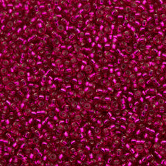 8g Miyuki Round Seed Bead 11/0 Silver Lined Dyed Raspberry (1436)