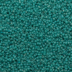 10g Miyuki Round Seed Bead 11/0 Opaque Matte Turquoise AB (412FR)