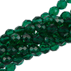 50 Czech Fire Polished 8mm Round Bead Emerald (50730)