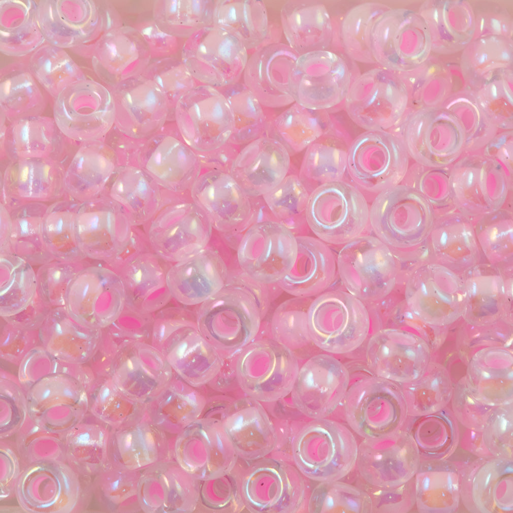 Miyuki Round Seed Bead 6/0 Inside Color Lined Pink AB 20g Tube (272)
