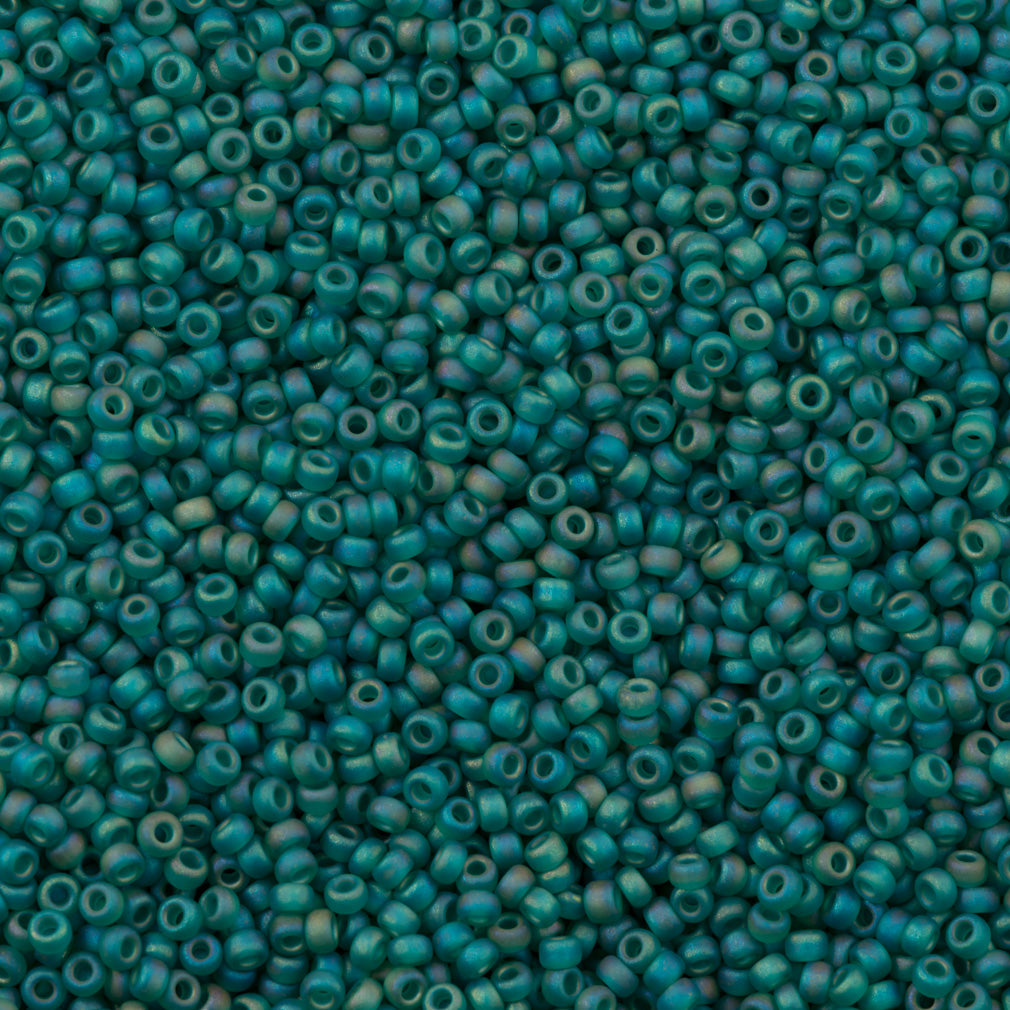 50g Miyuki Round Seed Bead 11/0 Matte Dark Green AB (147FR)