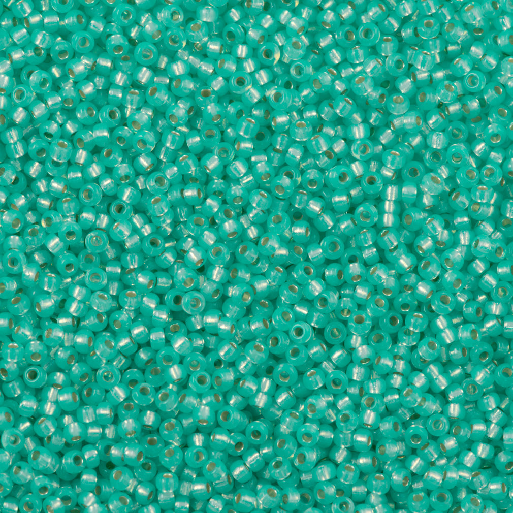 Miyuki Round Seed Bead 11/0 Silver Lined Dyed Mint Green 22g Tube (571)