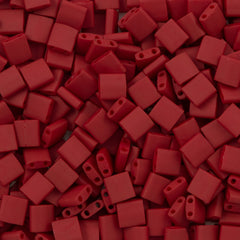 Miyuki Tila Seed Bead Matte Brick Red 7g Tube Glazed Luster (2040)