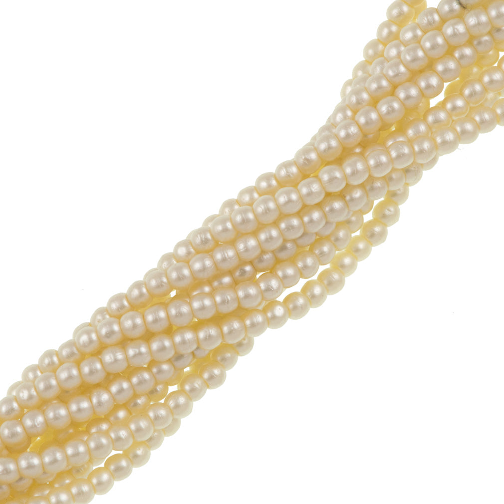100 Czech 2mm Round Cream Glass Pearl Beads