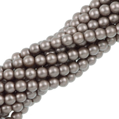 100 Czech 4mm Round Brown Sugar Glass Pearl Beads