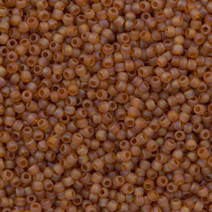 Toho Round Seed Bead 8/0 Transparent Matte Dark Amber AB 2.5-inch tube (162CF)