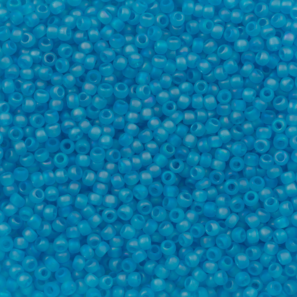 Toho Round Seed Bead 11/0 Transparent Matte Dark Caribbean AB 2.5-inch Tube (163BF)