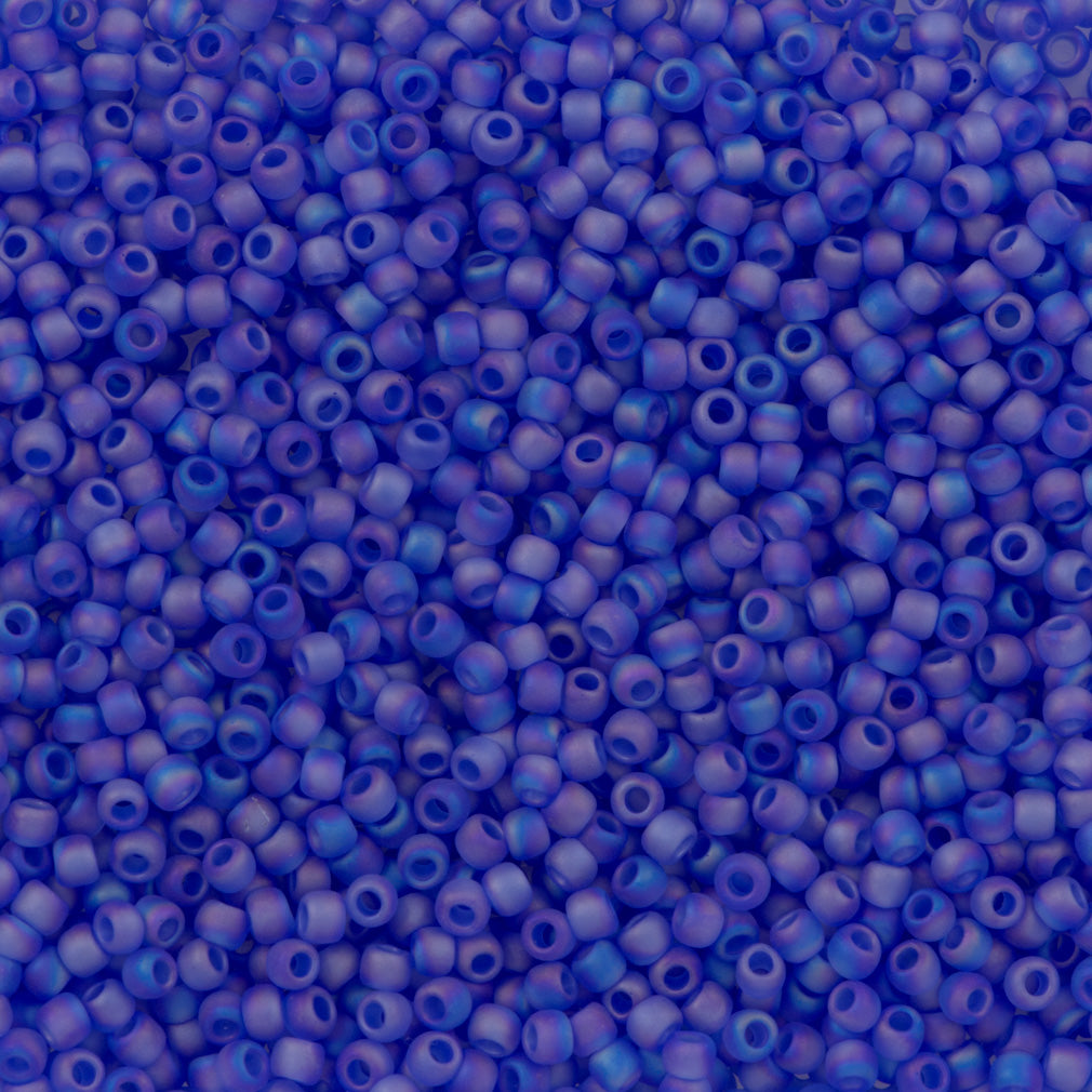 Toho Round Seed Bead 11/0 Transparent Matte Cobalt AB 2.5-inch Tube (178F)
