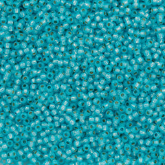 50g Toho Round Seed Bead 11/0 Permanent Finish Silver Lined Milky Aqua (2117PF)
