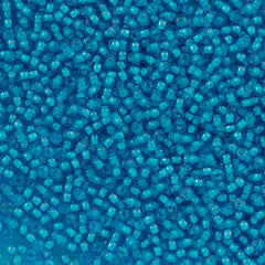 50g Toho Round Seed Beads 11/0 Aqua Inside Color Lined White (931)