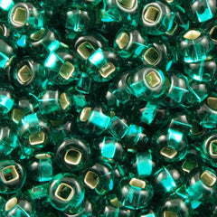 Czech Seed Bead 6/0 Silver Lined Emerald 50g (57710)