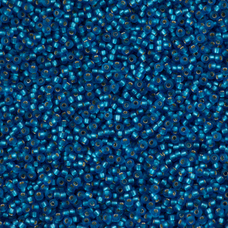 Miyuki Round Seed Bead 15/0 Matte Silver Lined Capri Blue 2-inch Tube (25F)