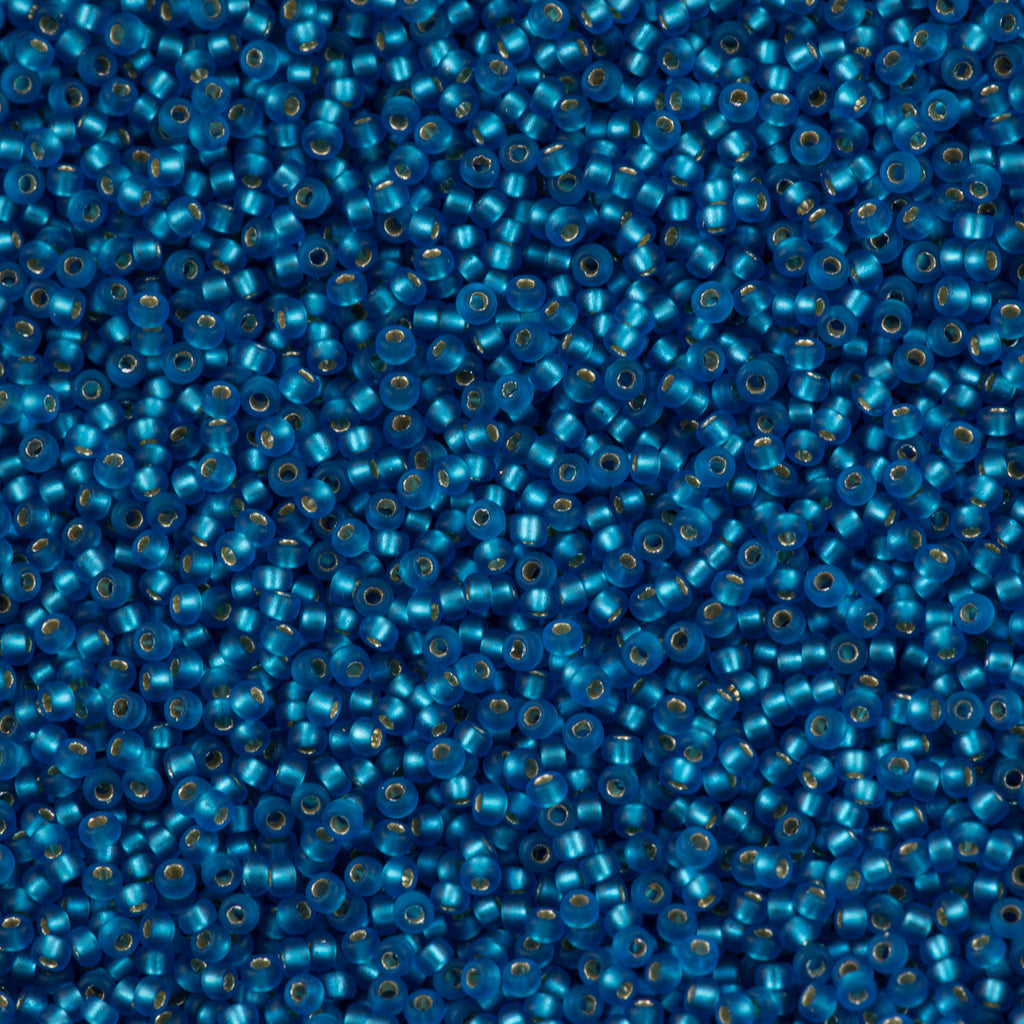 Miyuki Round Seed Bead 15/0 Matte Silver Lined Capri Blue 2-inch Tube (25F)