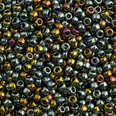 50g Toho Round Seed Beads 8/0 Galvanized Blue Gold (721)