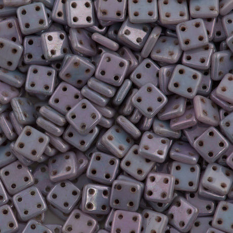 CzechMates 6mm Four Hole Quadratile Opaque Amethyst Luster Beads 15g (15726P)