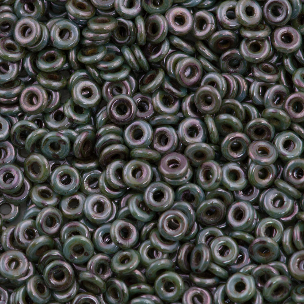 Czech O Beads Opaque Green Luster 7.9g Tube (65431P)
