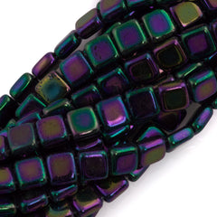 50 CzechMates 6mm Two Hole Tile Beads Purple Iris (21495)