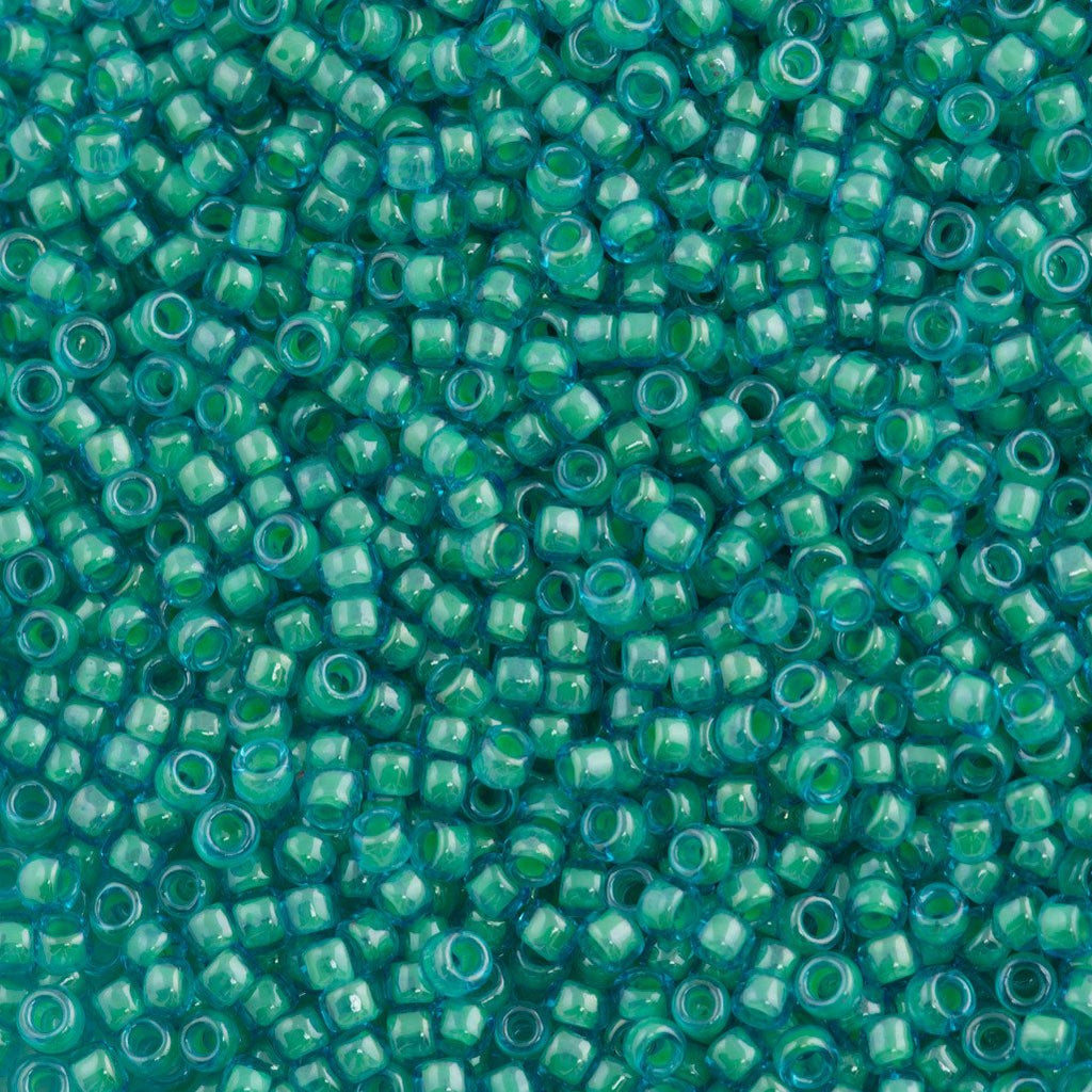 50g toho Round Seed Bead 8/0 Inside Color Lined Aqua Blue  (954)