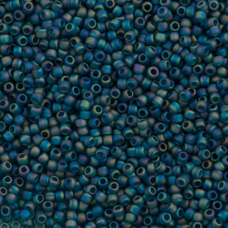 Toho Round Seed Bead 11/0 Transparent Matte Teal AB 2.5-inch Tube (167BDF)