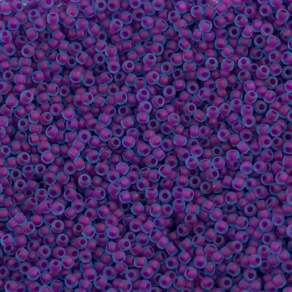 Toho Round Seed Bead 11/0 Inside Color Lined Violet Matte Blue 2.5-inch Tube (252F)