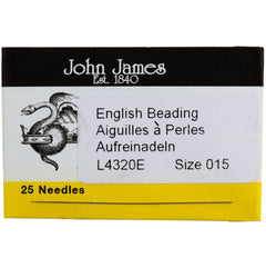 25 John James Beading Needles 45mm Size #15