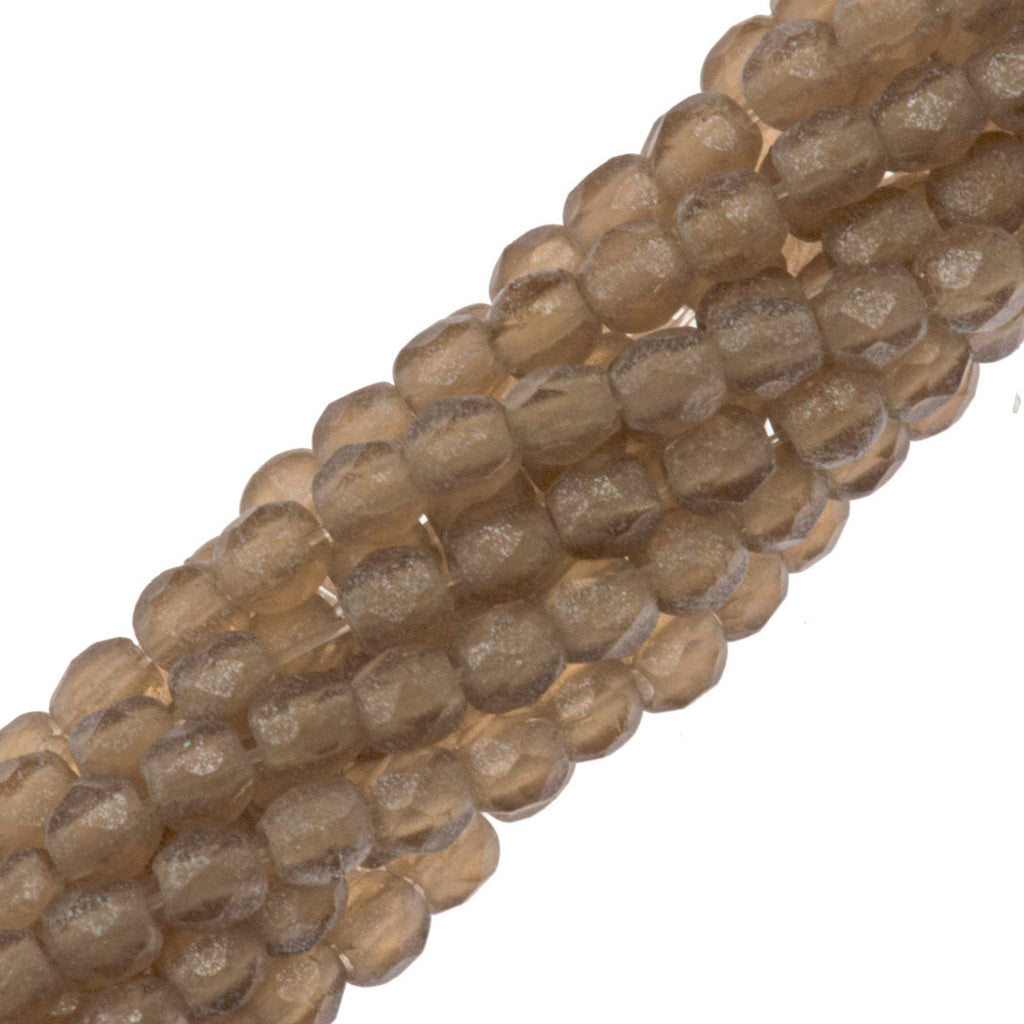 100 Czech Fire Polished 2mm Round Bead Flash Pearl Smoky Topaz (10230SC)