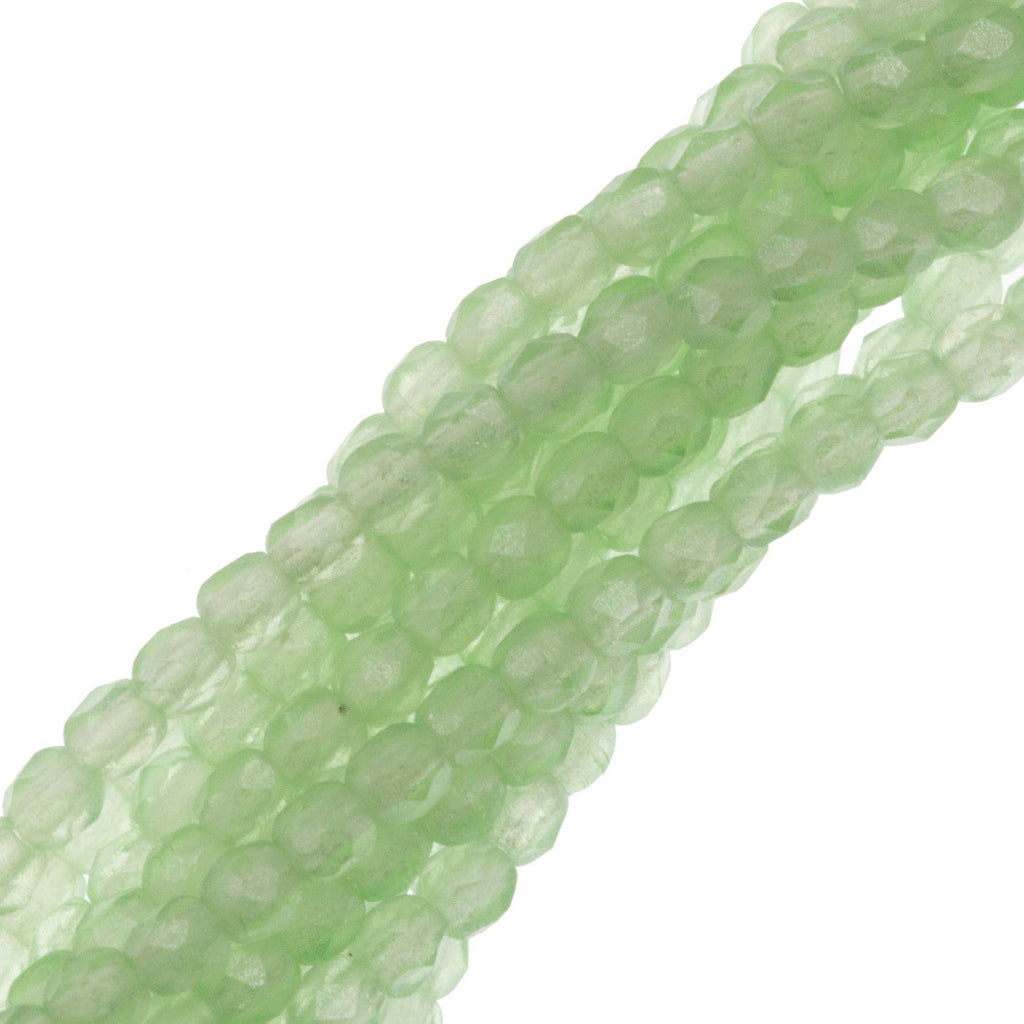 100 Czech Fire Polished 2mm Round Bead Flash Pearl Peridot (50500SC)