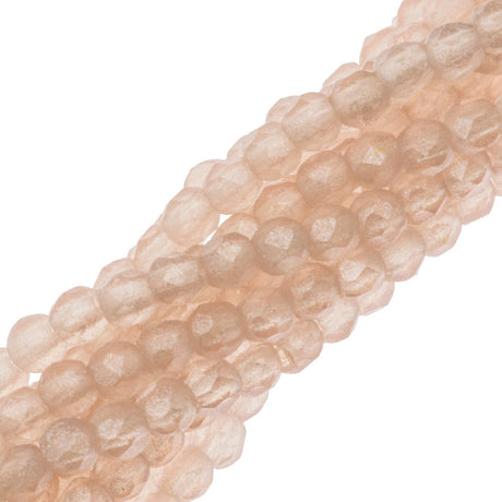 100 Czech Fire Polished 2mm Round Bead Flash Pearl Rosaline (70100SC)