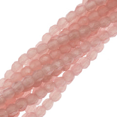 100 Czech Fire Polished 2mm Round Bead Flash Pearl Milky Pink (71010SC)