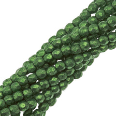 100 Czech Fire Polished 2mm Round Bead Saturated Metallic Kale (77059)