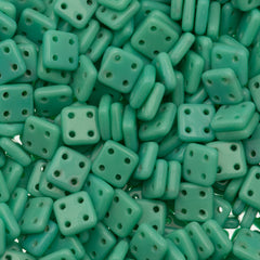 CzechMates 6mm Four Hole Quadratile Turquoise Beads 15g (63130)