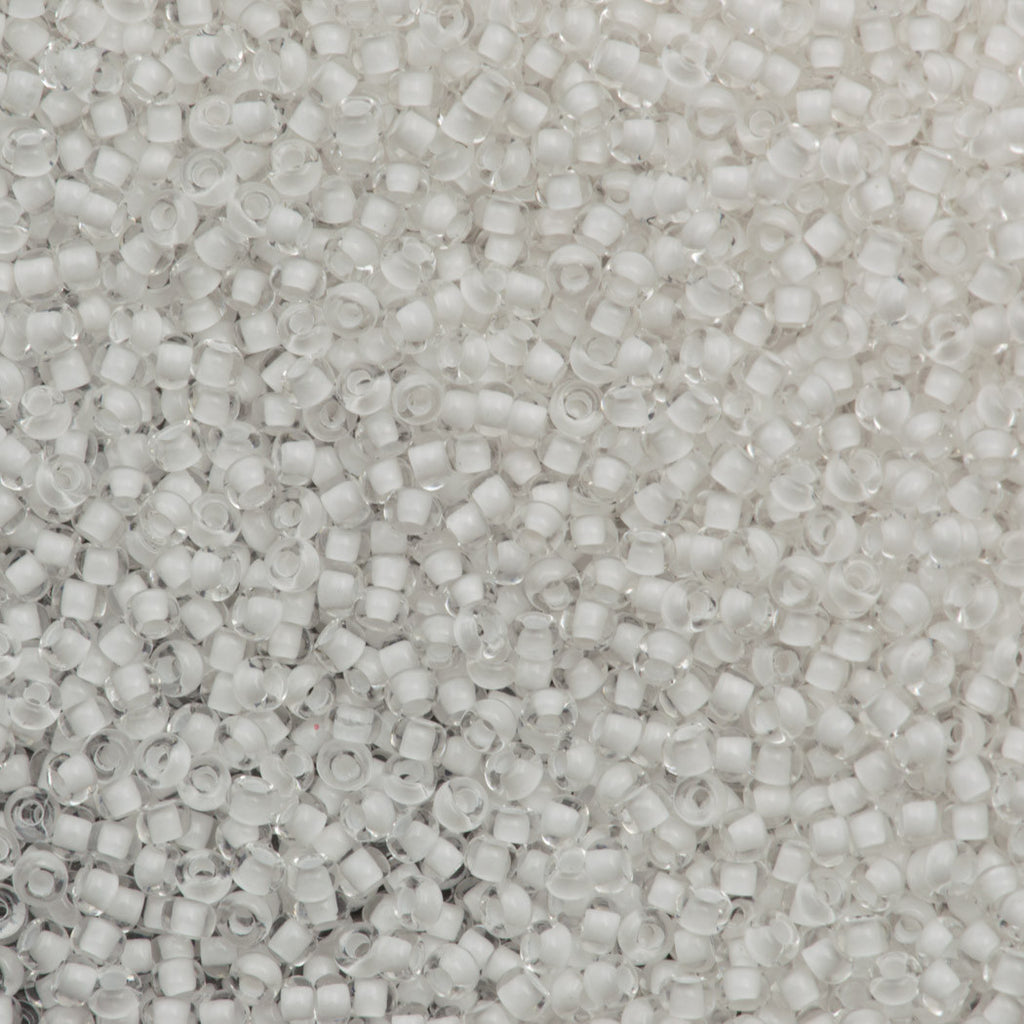 50g Czech Seed Bead 10/0 Crystal Lined White Terra (38302)