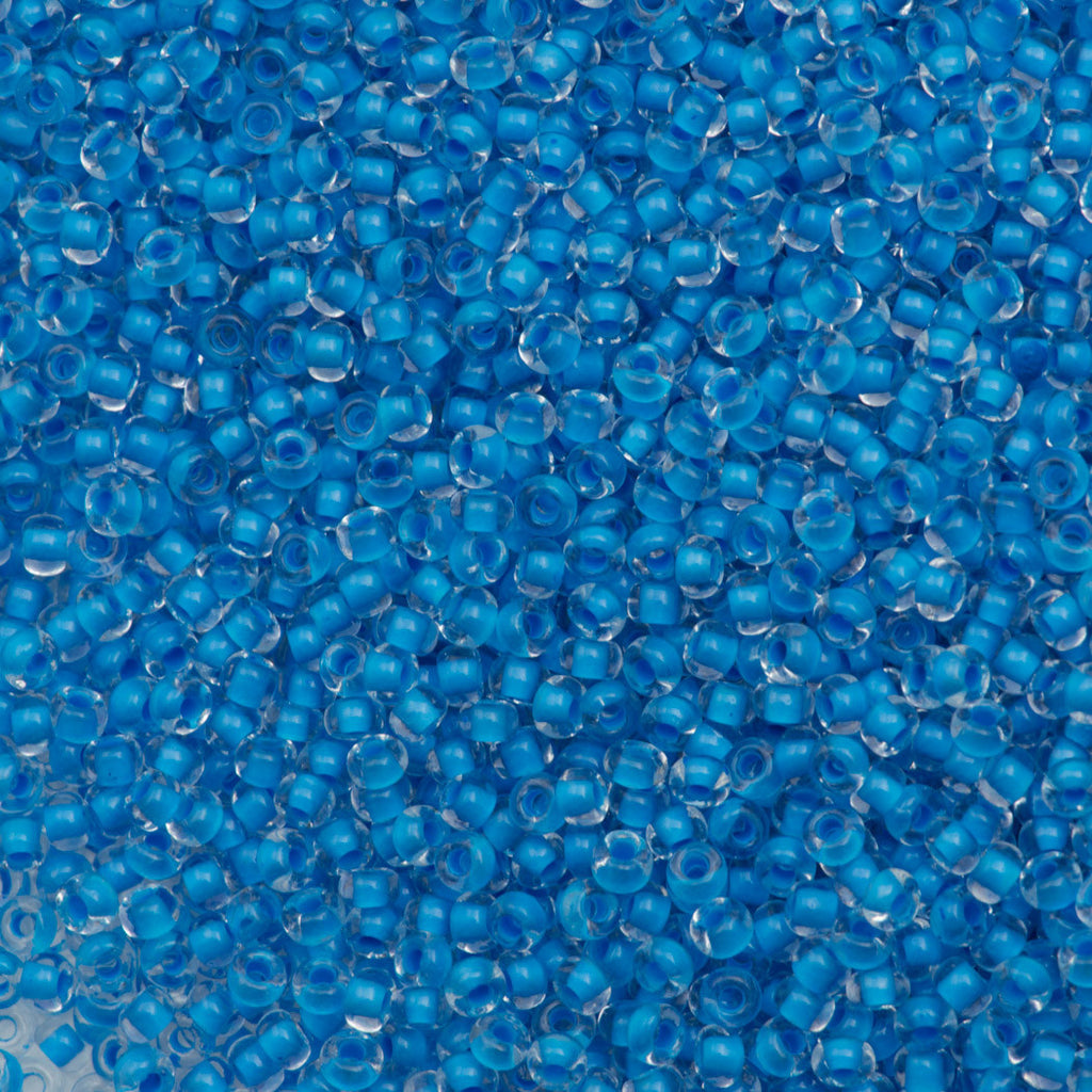 50g Czech Seed Bead 10/0 Crystal Lined Blue Turquoise Terra (38365)