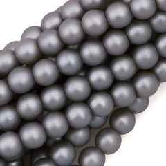 100 Czech 3mm Round Matte Silver Glass Pearl Beads