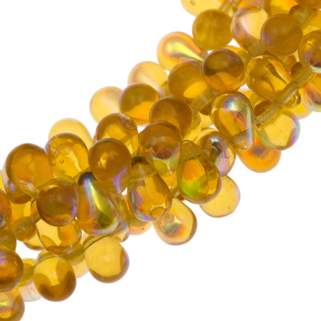 90 Czech 6x4mm Tear Drop Topaz AB Beads (10060X)