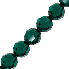 12 TRUE CRYSTAL 8mm Round Bead Emerald (205)