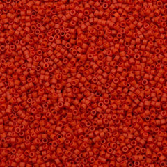 Miyuki Delica Seed Bead 11/0 Matte Opaque Dyed Red Orange 2-inch Tube DB795