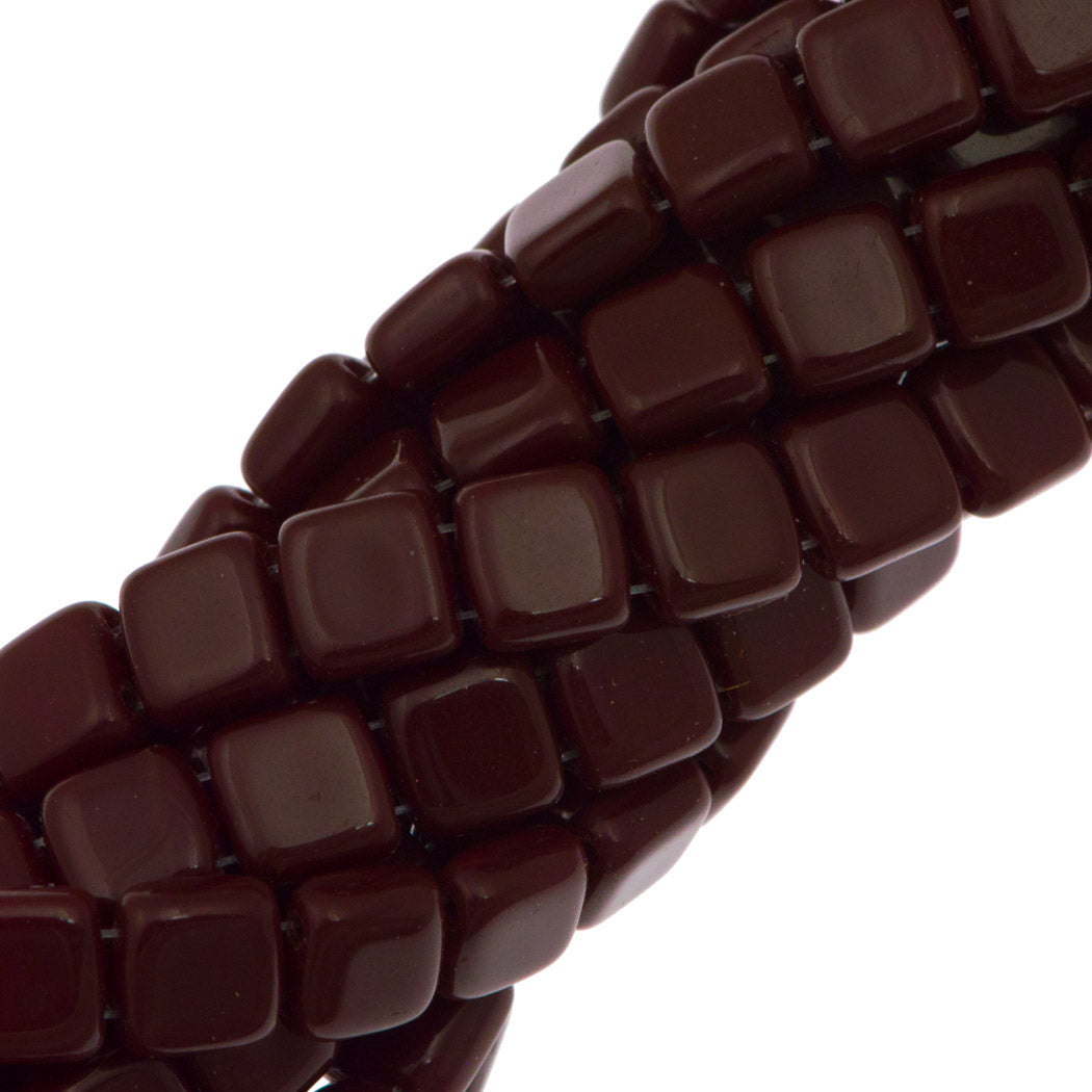 50 CzechMates 6mm Two Hole Tile Beads Wild Raisin (13730)-red