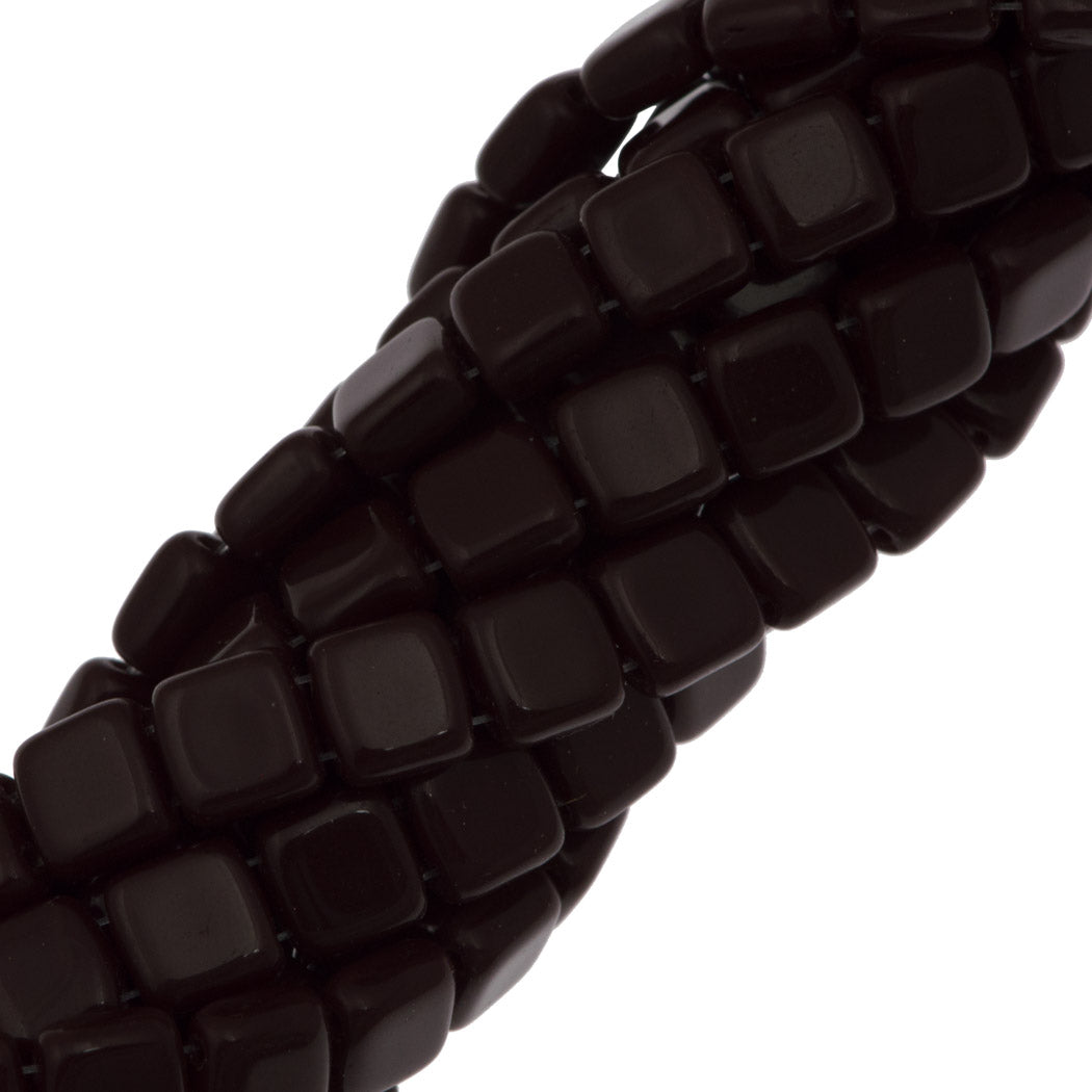 50 CzechMates 6mm Two Hole Tile Beads Wild Raisin (13730)-brown
