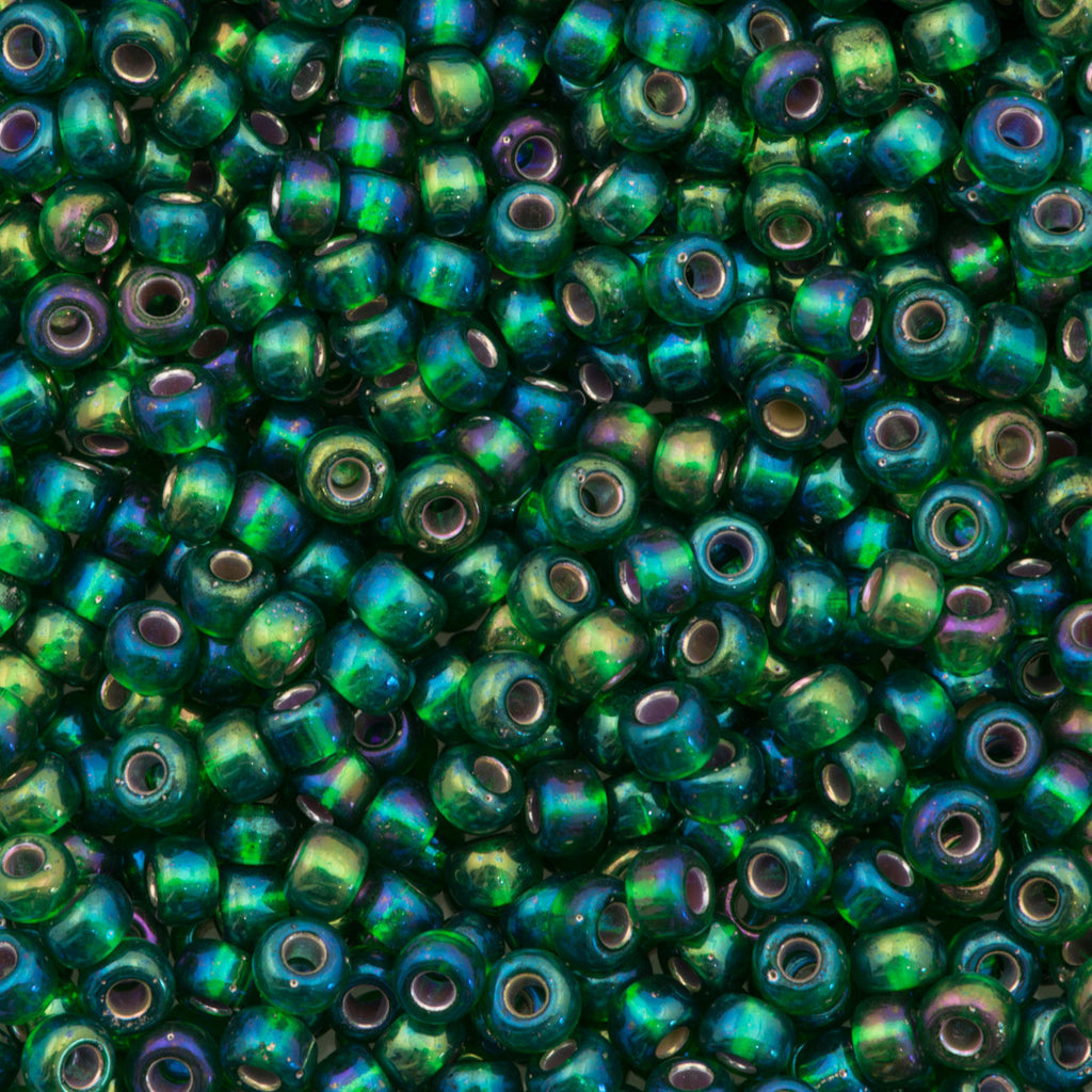 Miyuki Round Seed Bead 6/0 Silver Lined Green AB 20g Tube (1016)