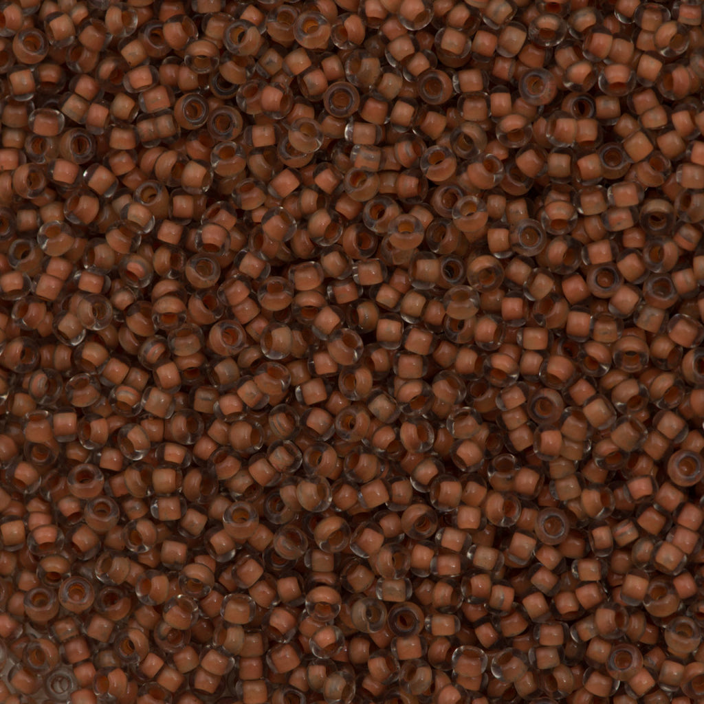 50g Czech Seed Bead 10/0 Beige Lined Brown Terra (80489)