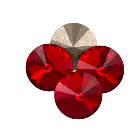 Four TRUE CRYSTAL 12mm Rivoli Light Siam (227)